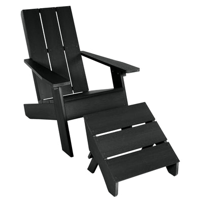 Italica Modern Adirondack chair and Ottoman in Black