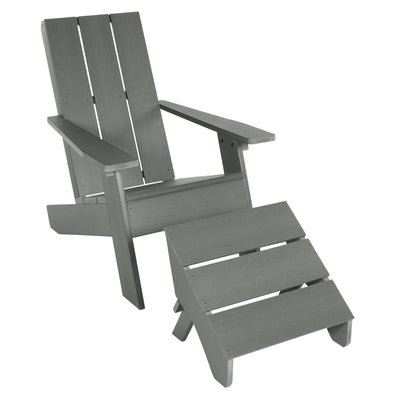 Italica Modern Adirondack chair and Ottoman in Coastal Teak Gray