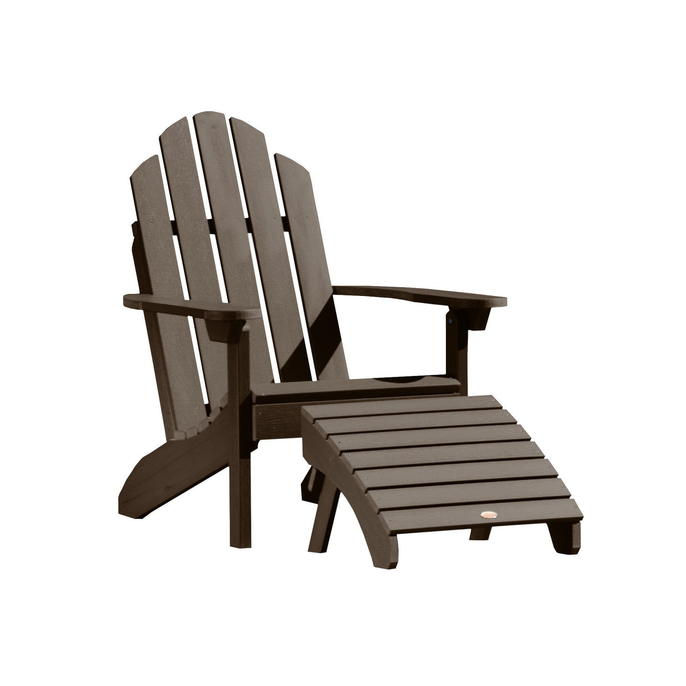 Classic Westport Adirondack Chair with Folding Adirondack Ottoman Highwood USA Weathered Acorn 