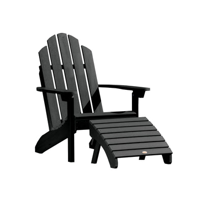 Classic Westport Adirondack Chair with Folding Adirondack Ottoman Highwood USA Black 