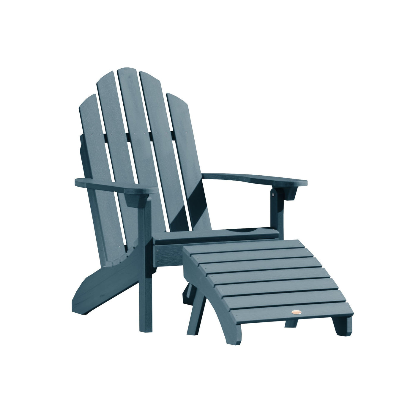 Classic Westport Adirondack Chair with Folding Adirondack Ottoman Highwood USA Nantucket Blue 