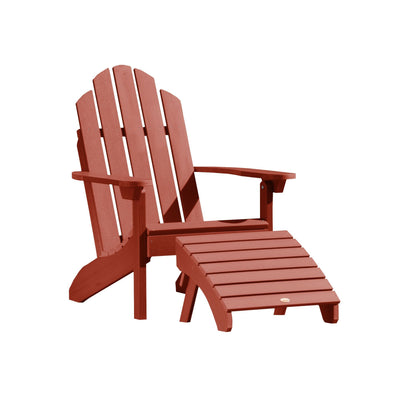 Classic Westport Adirondack Chair with Folding Adirondack Ottoman Highwood USA Rustic Red 