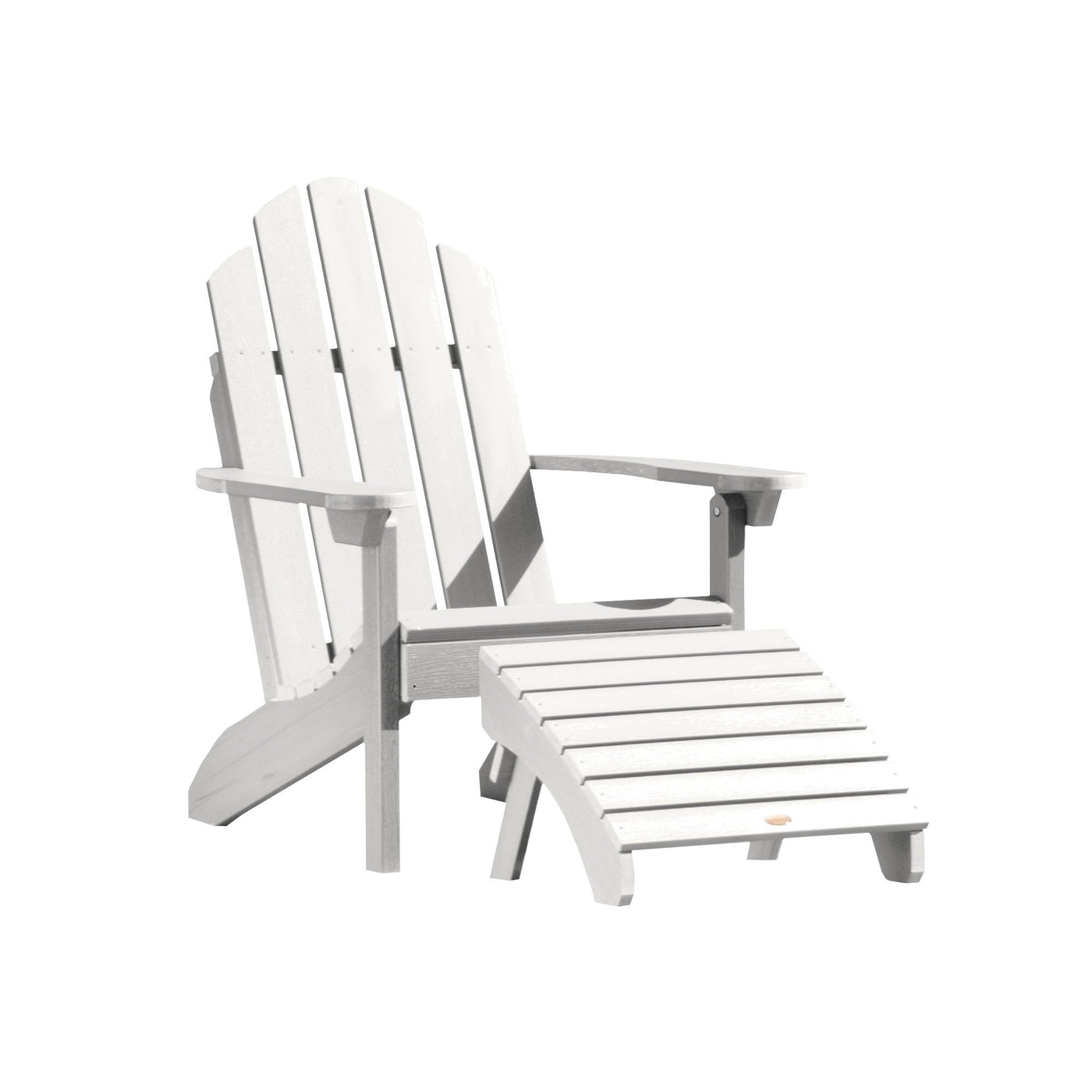 Classic Westport Adirondack Chair with Folding Adirondack Ottoman Highwood USA White 