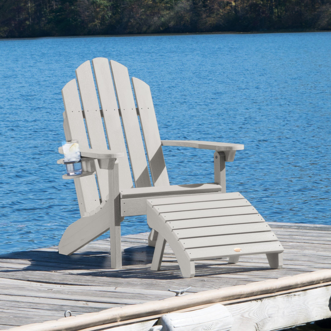 Classic Westport Adirondack Chair with Cup Holder & Folding Adirondack Ottoman Adirondack Chairs Highwood USA 