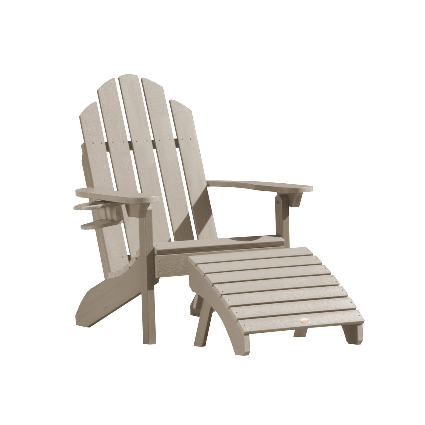 Classic Westport Adirondack Chair with Cup Holder & Folding Adirondack Ottoman Adirondack Chairs Highwood USA Woodland Brown 