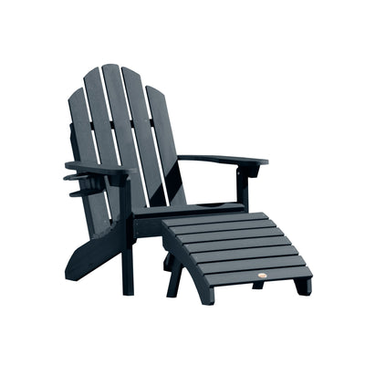 Classic Westport Adirondack Chair with Cup Holder & Folding Adirondack Ottoman Highwood USA Federal Blue 
