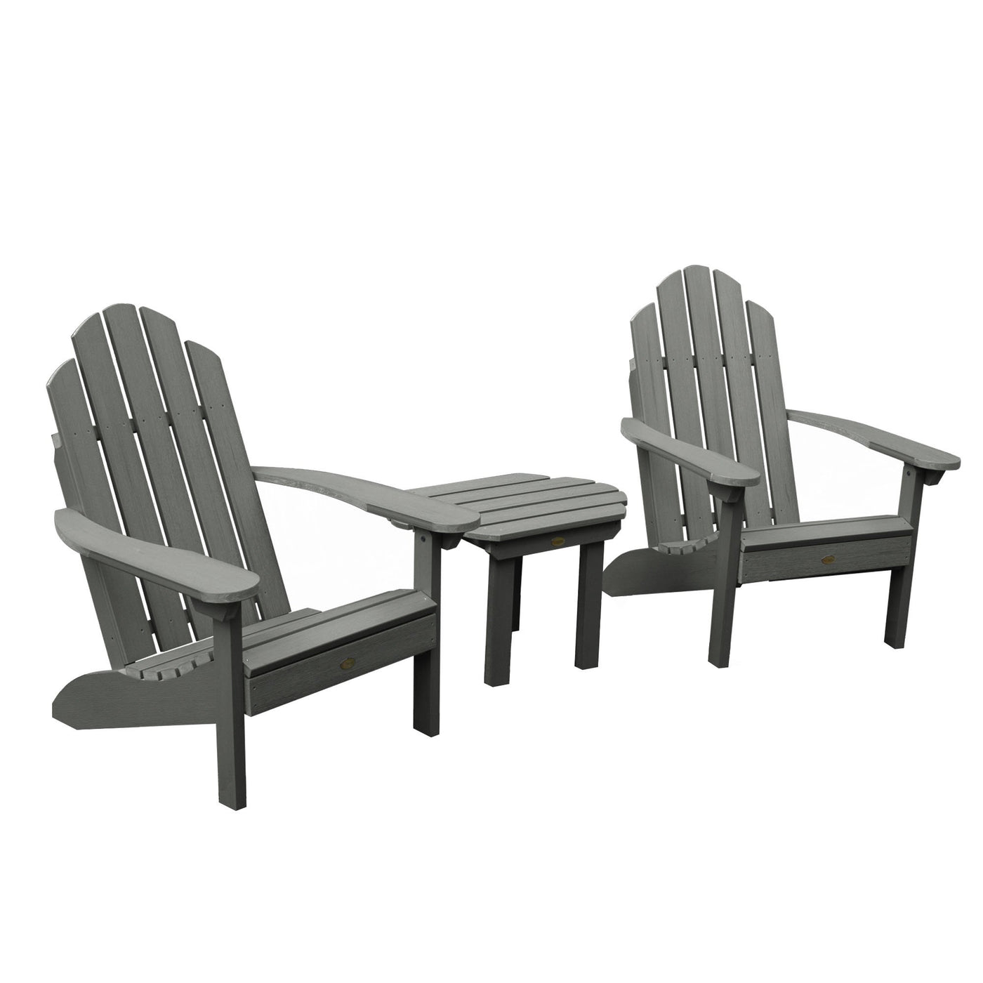 2 Classic Westport Adirondack Chairs with 1 Westport Side Table Highwood USA Coastal Teak 