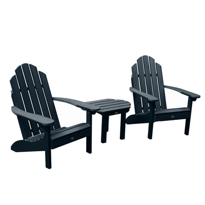 2 Classic Westport Adirondack Chairs with 1 Westport Side Table Highwood USA Federal Blue 