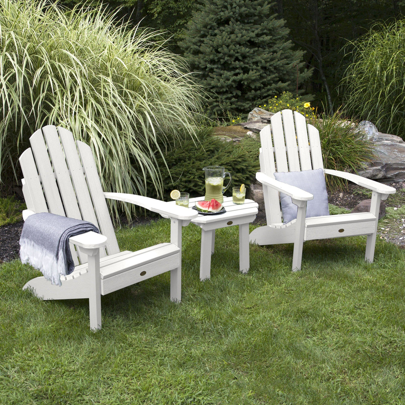2 Classic Westport Adirondack Chairs with 1 Westport Side Table Highwood USA 