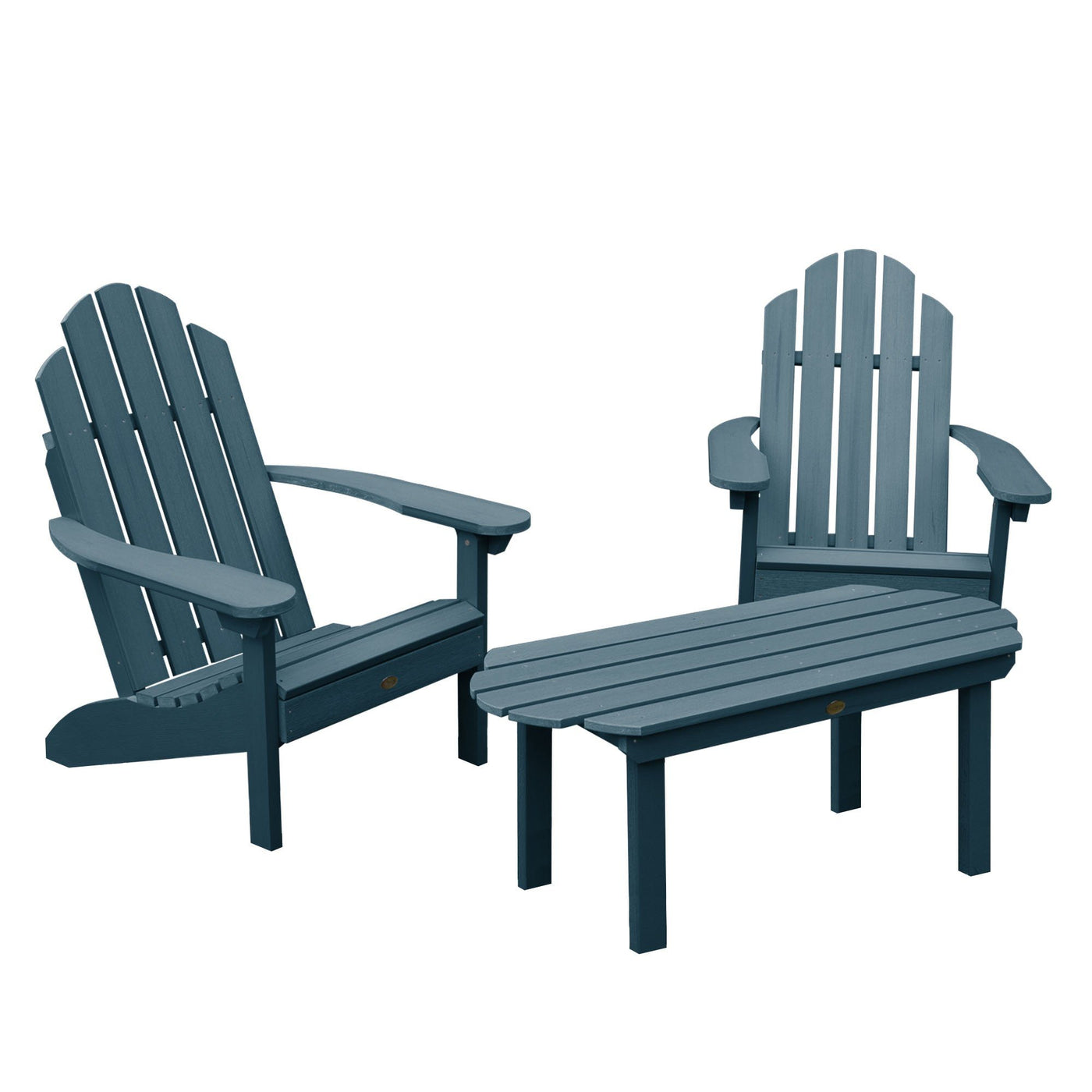 2 Westport Adirondack Chairs with 1 Westport Conversation Table Highwood USA Nantucket Blue 