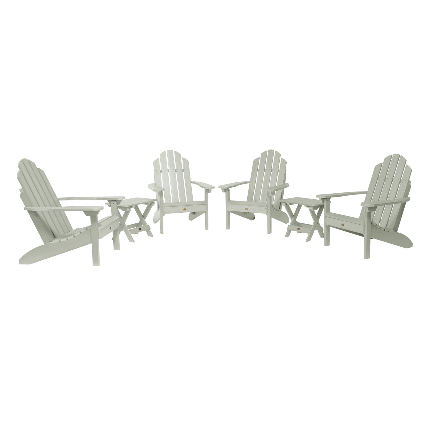 4 Classic Westport Adirondack Chairs with 2 Folding Side Tables Kitted Sets Highwood USA Eucalyptus 