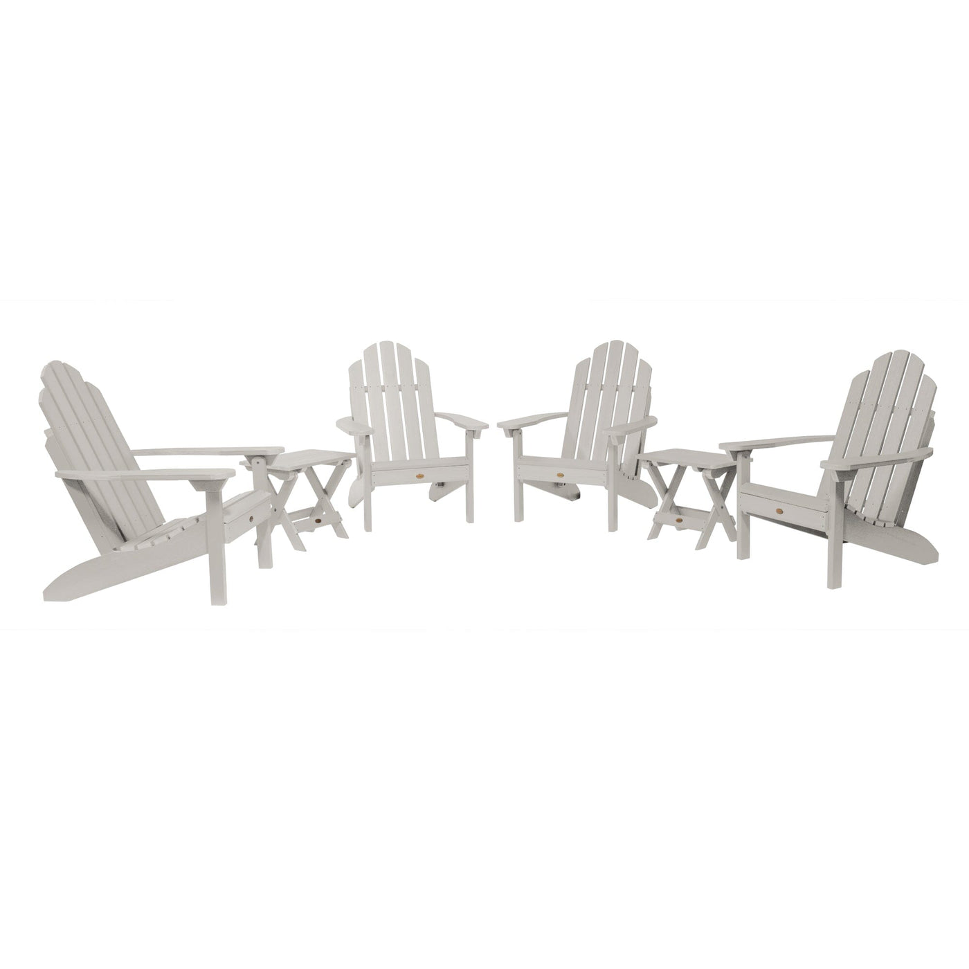 4 Classic Westport Adirondack Chairs with 2 Folding Side Tables Kitted Sets Highwood USA Harbor Gray 