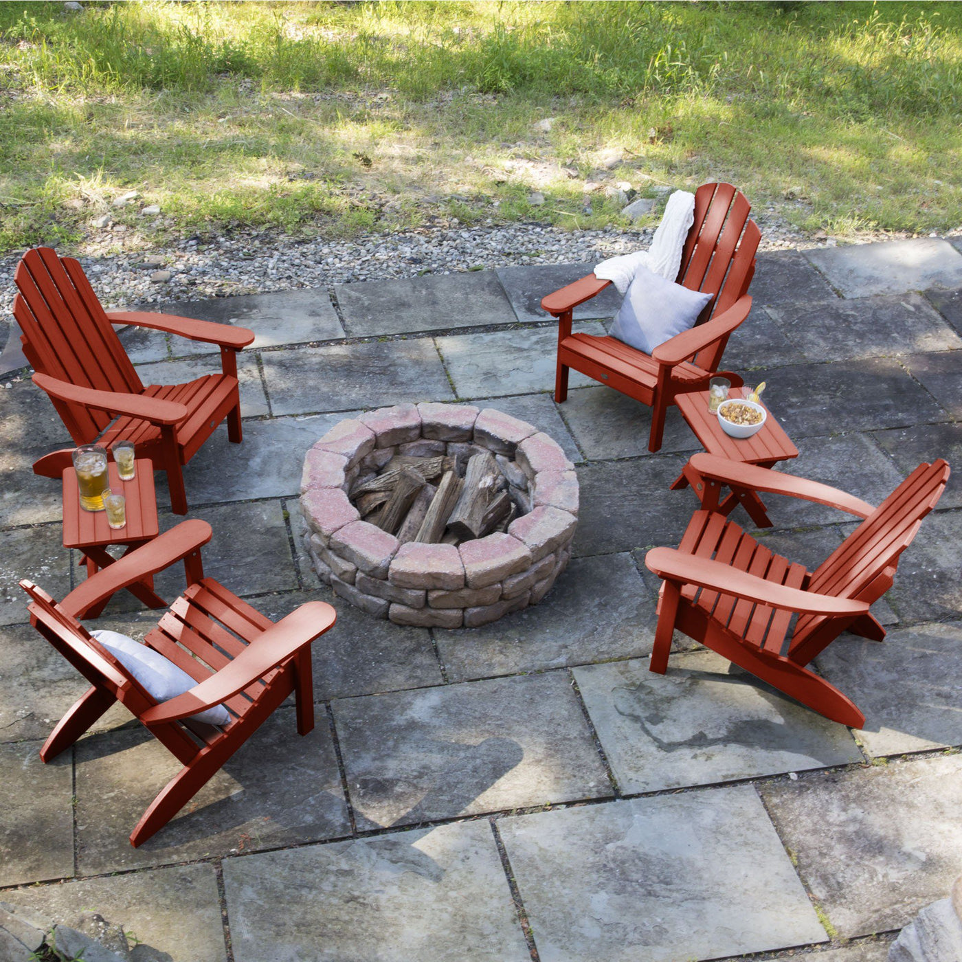 4 Classic Westport Adirondack Chairs with 2 Folding Side Tables Highwood USA 