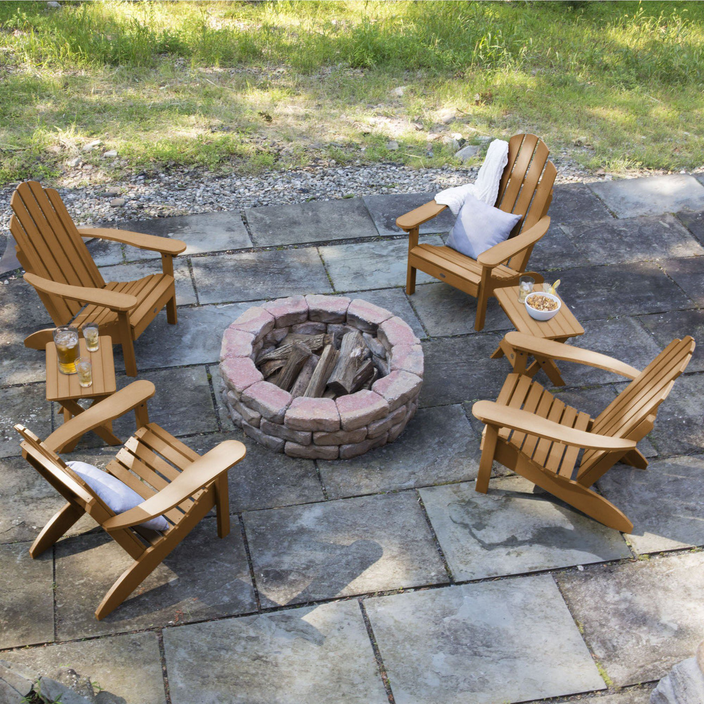 4 Classic Westport Adirondack Chairs with 2 Folding Side Tables Highwood USA 