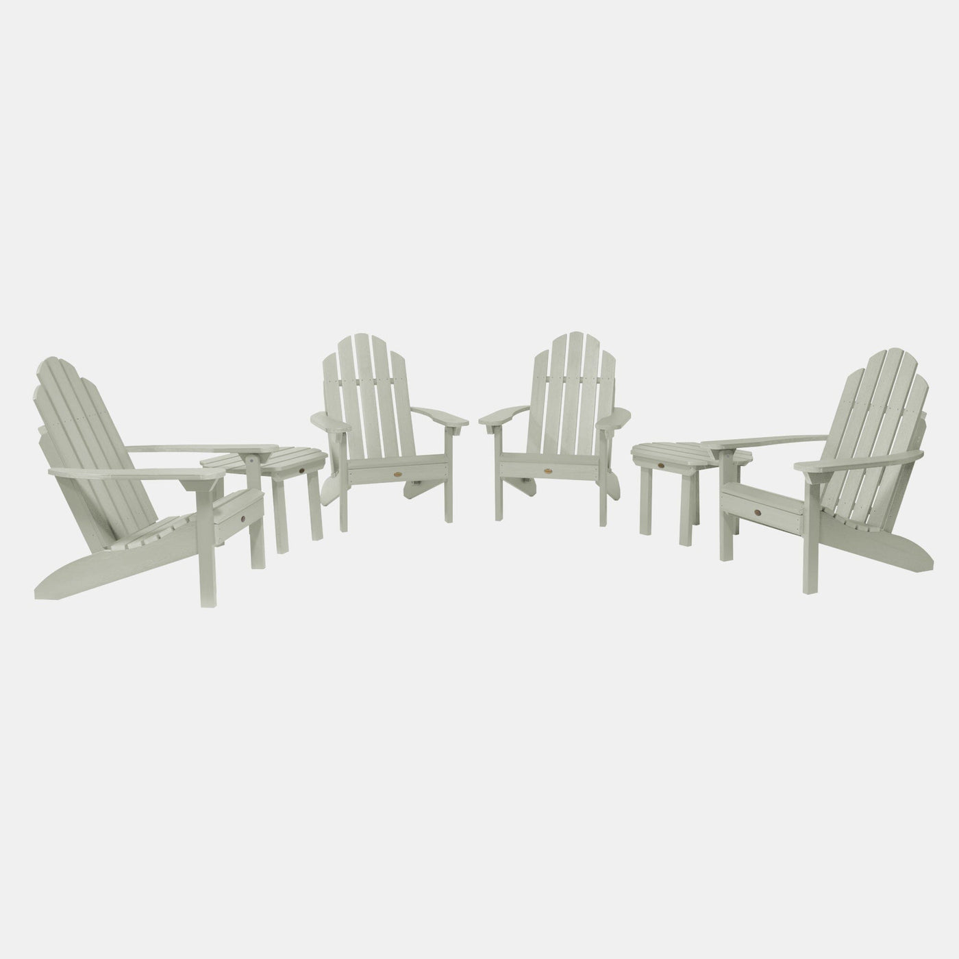 4 Classic Westport Adirondack Chairs with 2 Side Tables Kitted Sets Highwood USA Eucalyptus 