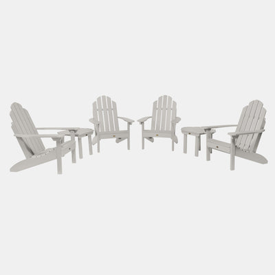4 Classic Westport Adirondack Chairs with 2 Side Tables Kitted Sets Highwood USA Harbor Gray 