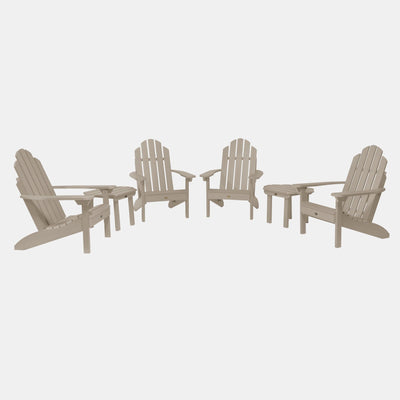 4 Classic Westport Adirondack Chairs with 2 Side Tables Kitted Sets Highwood USA Woodland Brown 