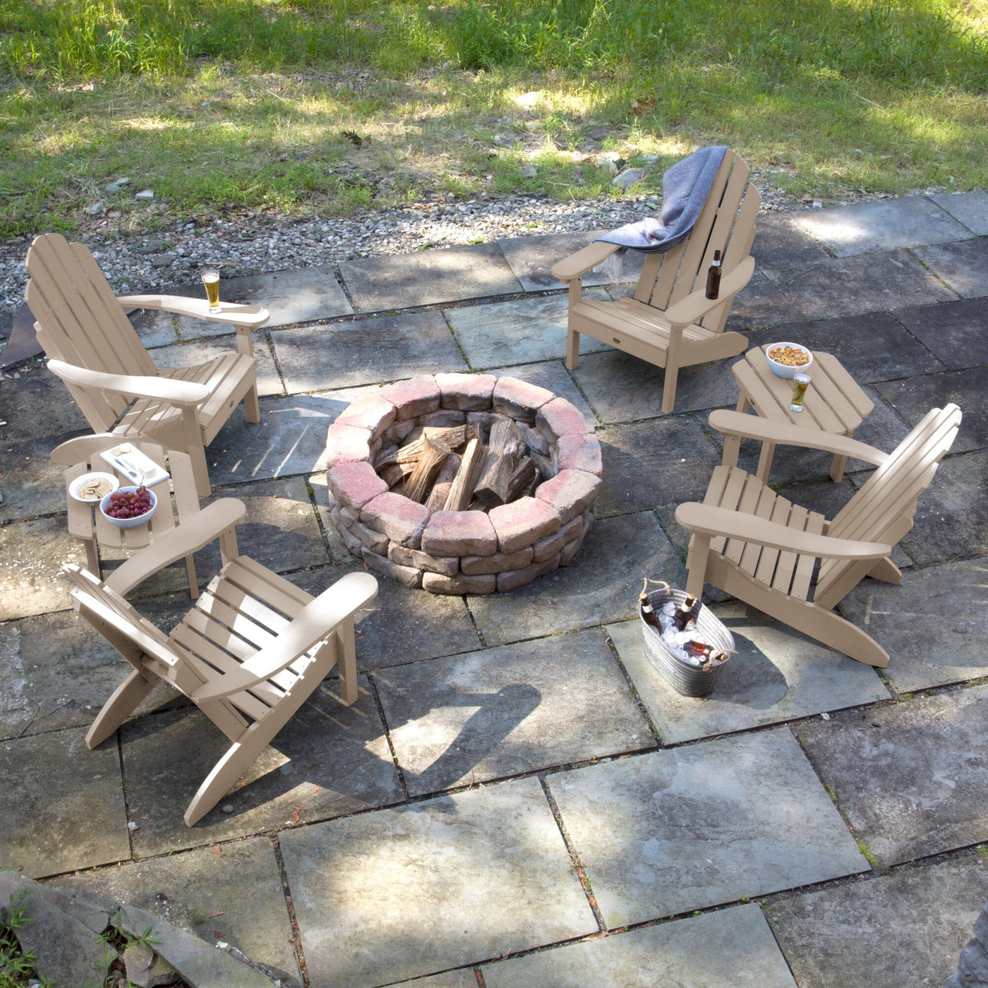 4 Classic Westport Adirondack Chairs with 2 Side Tables Kitted Sets Highwood USA 
