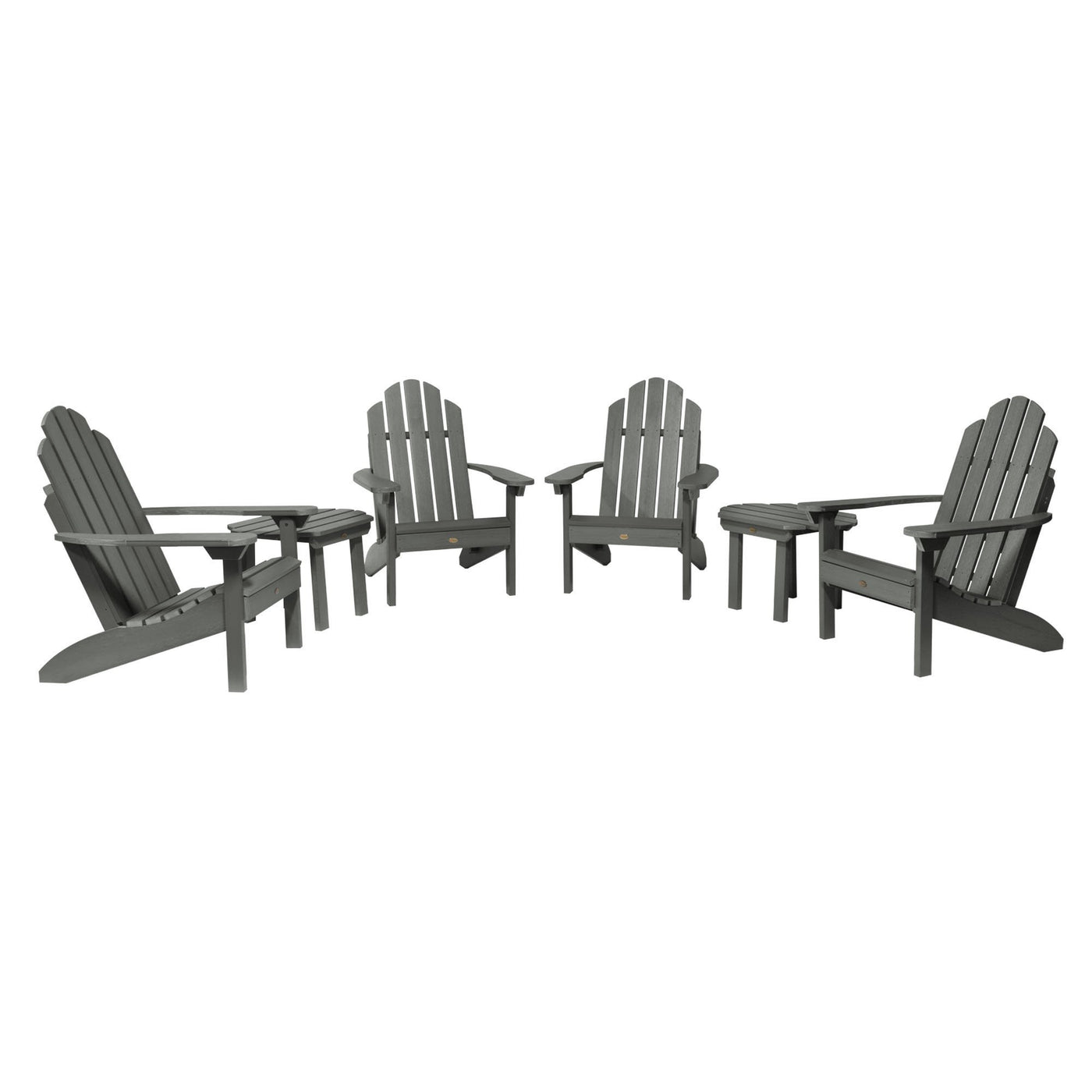4 Classic Westport Adirondack Chairs with 2 Side Tables Highwood USA Coastal Teak 