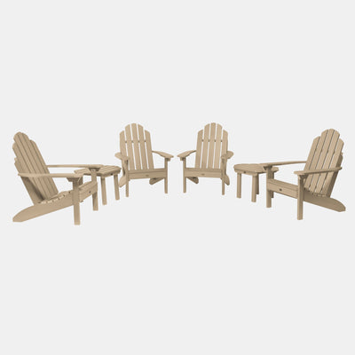 4 Classic Westport Adirondack Chairs with 2 Side Tables Highwood USA Tuscan Taupe 