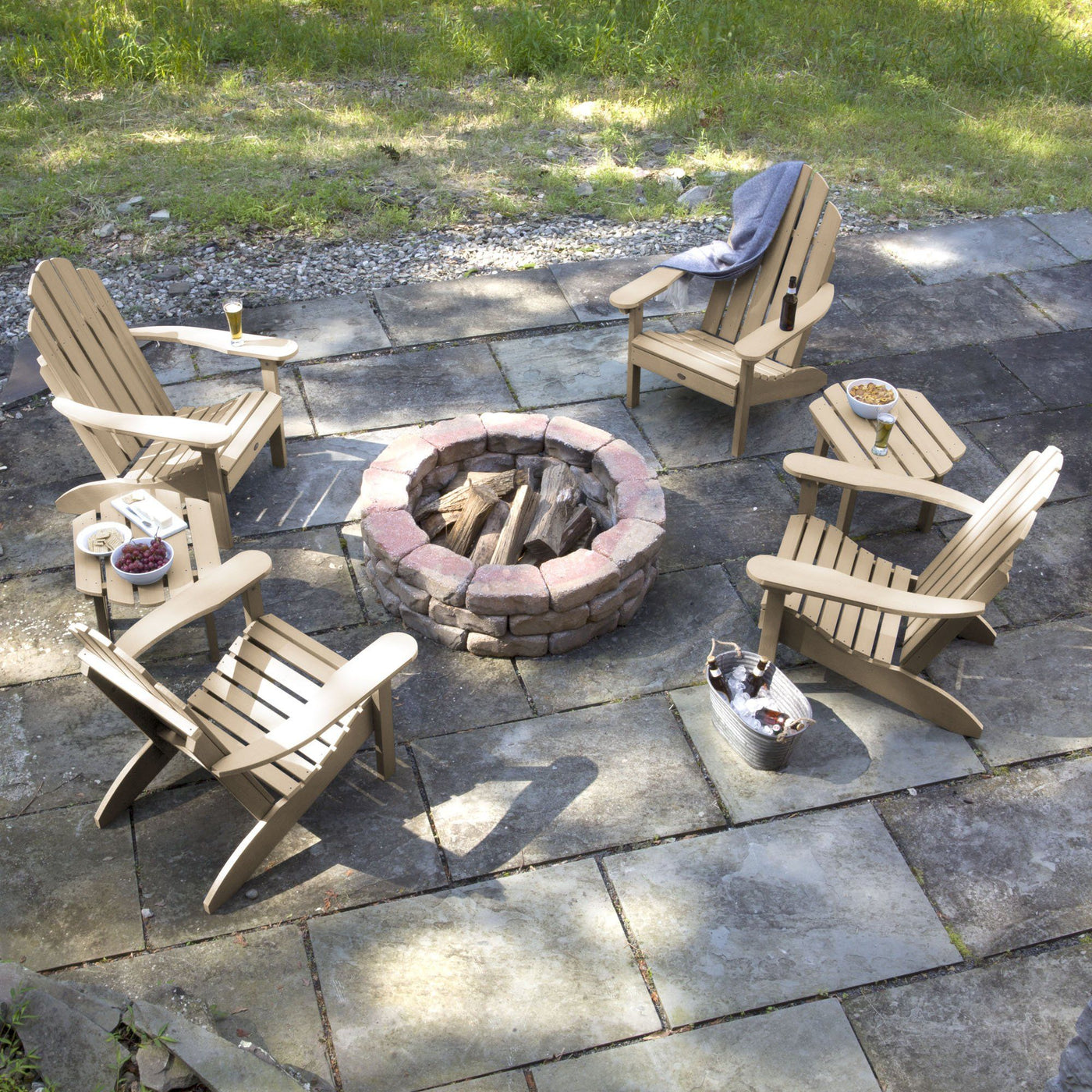4 Classic Westport Adirondack Chairs with 2 Side Tables Highwood USA 