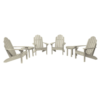 4 Classic Westport Adirondack Chairs with 2 Side Tables Highwood USA Whitewash 