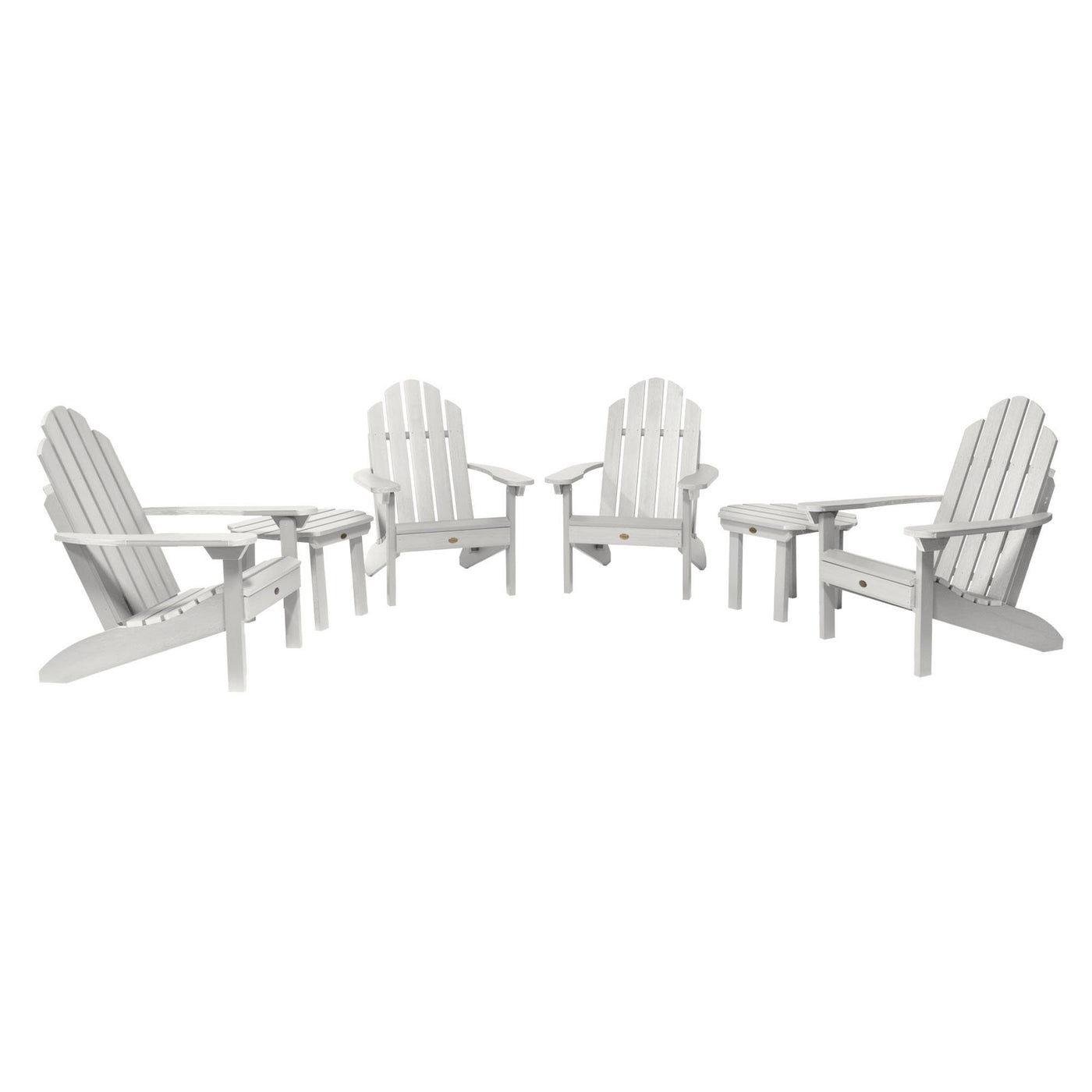 4 Classic Westport Adirondack Chairs with 2 Side Tables Highwood USA White 