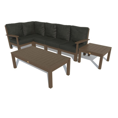 Bespoke Deep Seating: 7 Piece Sectional Set with Conversation and Side Table Deep Seating Highwood USA Jet Black Weathered Acorn 