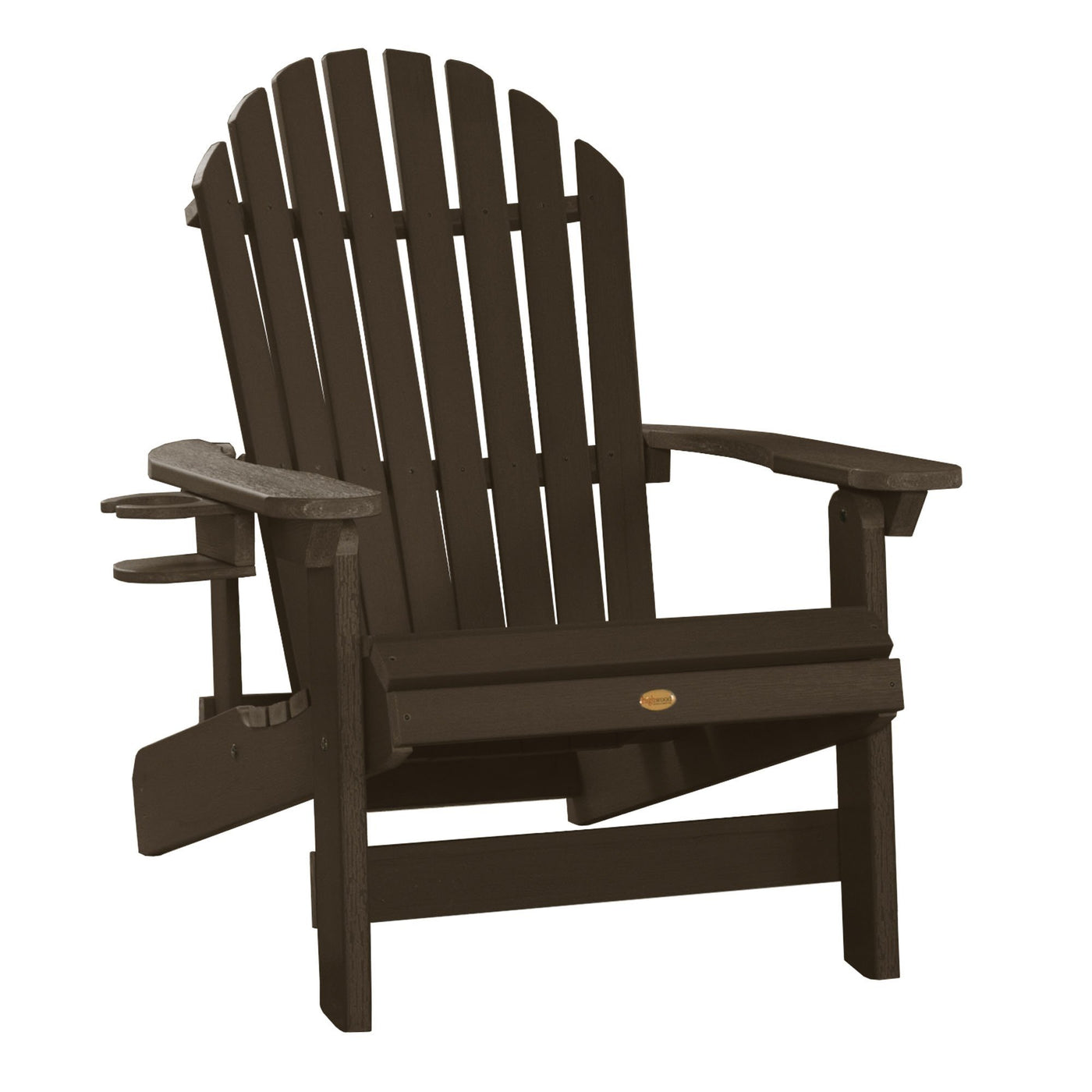 1 King Hamilton Folding and Reclining Adirondack Chair with 1 Easy-add Cup Holder Highwood USA Weathered Acorn 