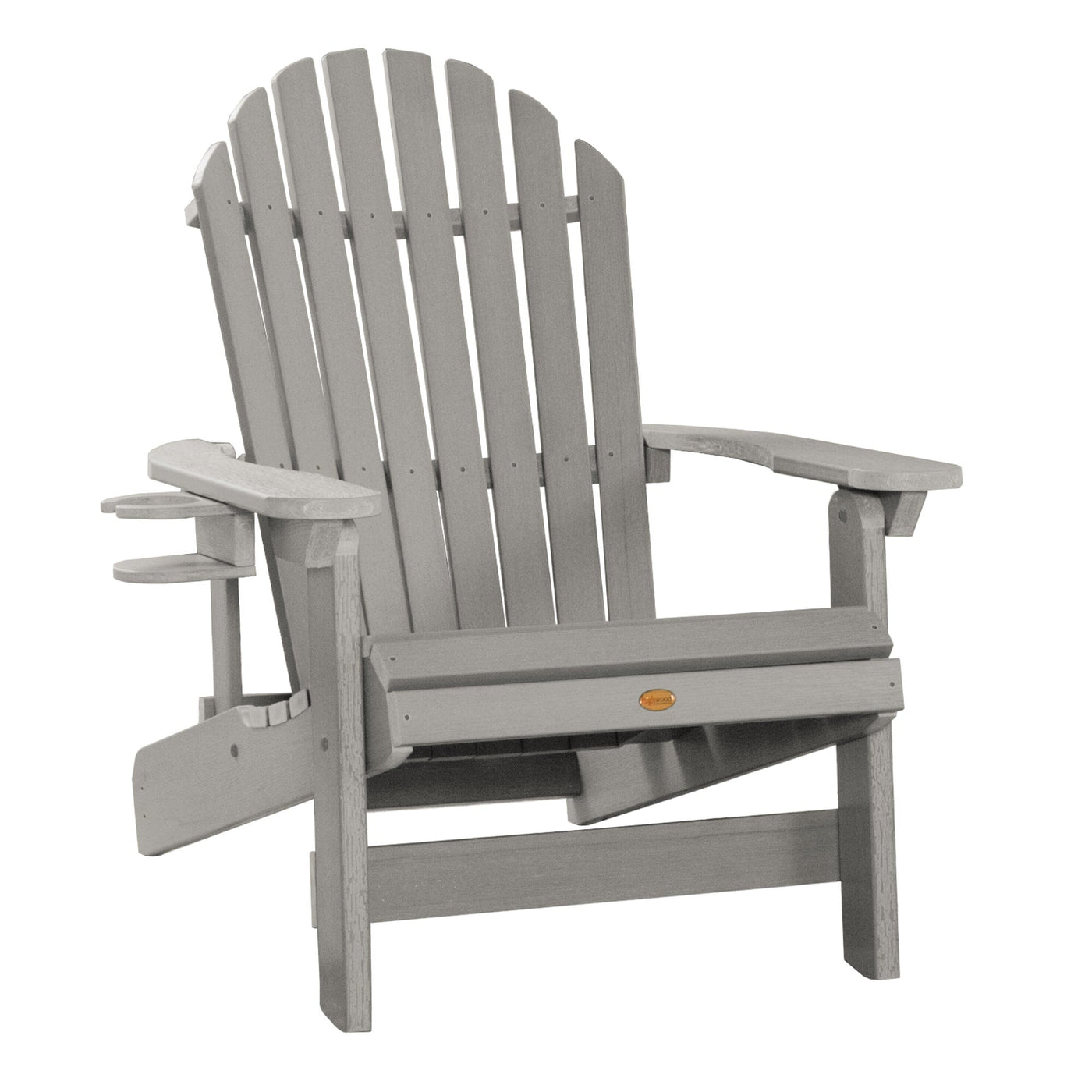 1 King Hamilton Folding and Reclining Adirondack Chair with 1 Easy-add Cup Holder Adirondack Chairs Highwood USA Harbor Gray 