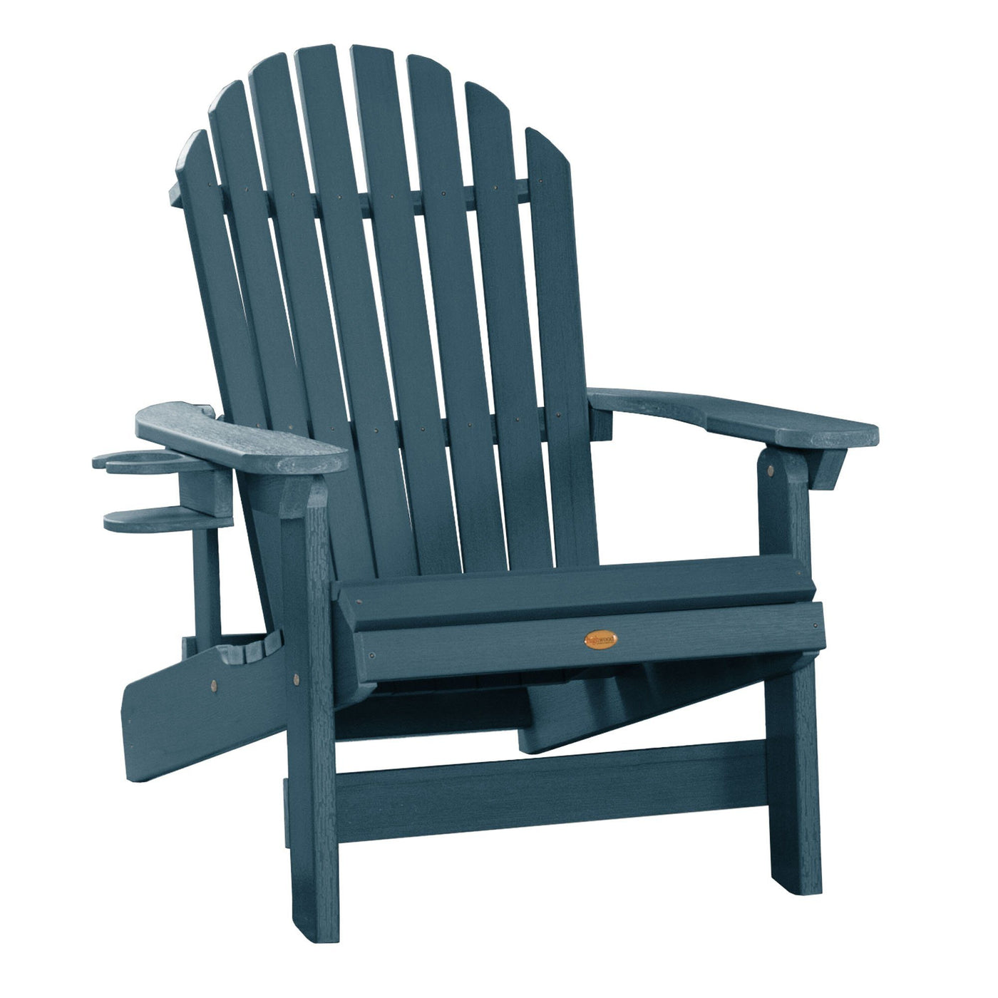1 King Hamilton Folding and Reclining Adirondack Chair with 1 Easy-add Cup Holder Highwood USA Nantucket Blue 