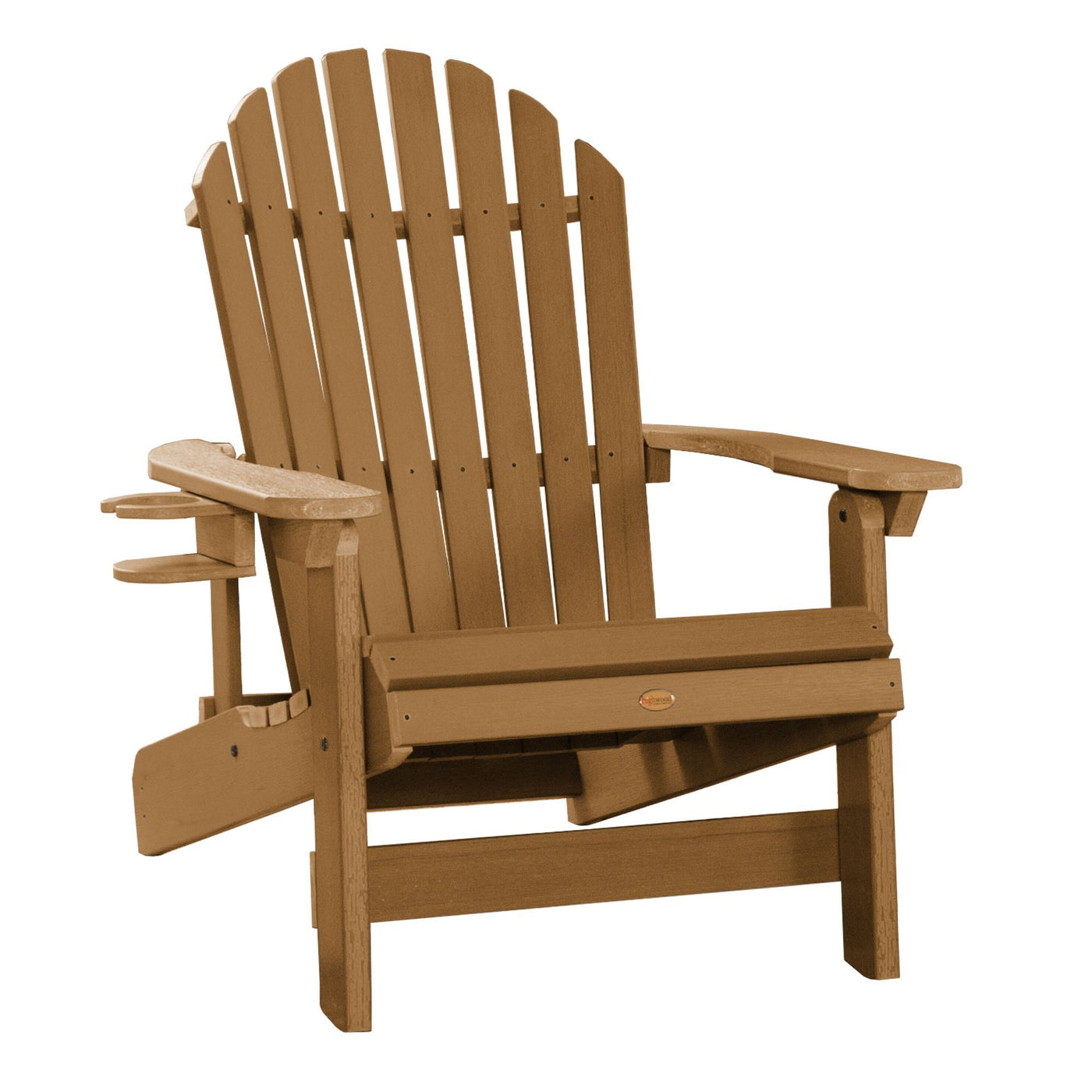 1 King Hamilton Folding and Reclining Adirondack Chair with 1 Easy-add Cup Holder Highwood USA Toffee 