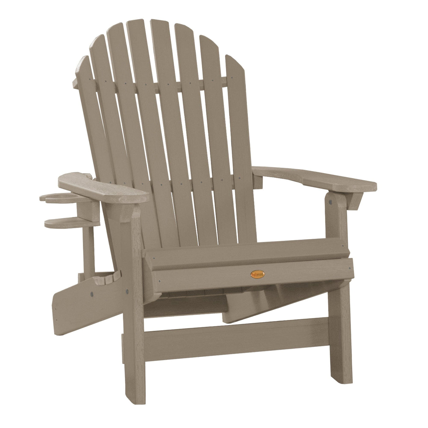 1 King Hamilton Folding and Reclining Adirondack Chair with 1 Easy-add Cup Holder Adirondack Chairs Highwood USA Woodland Brown 