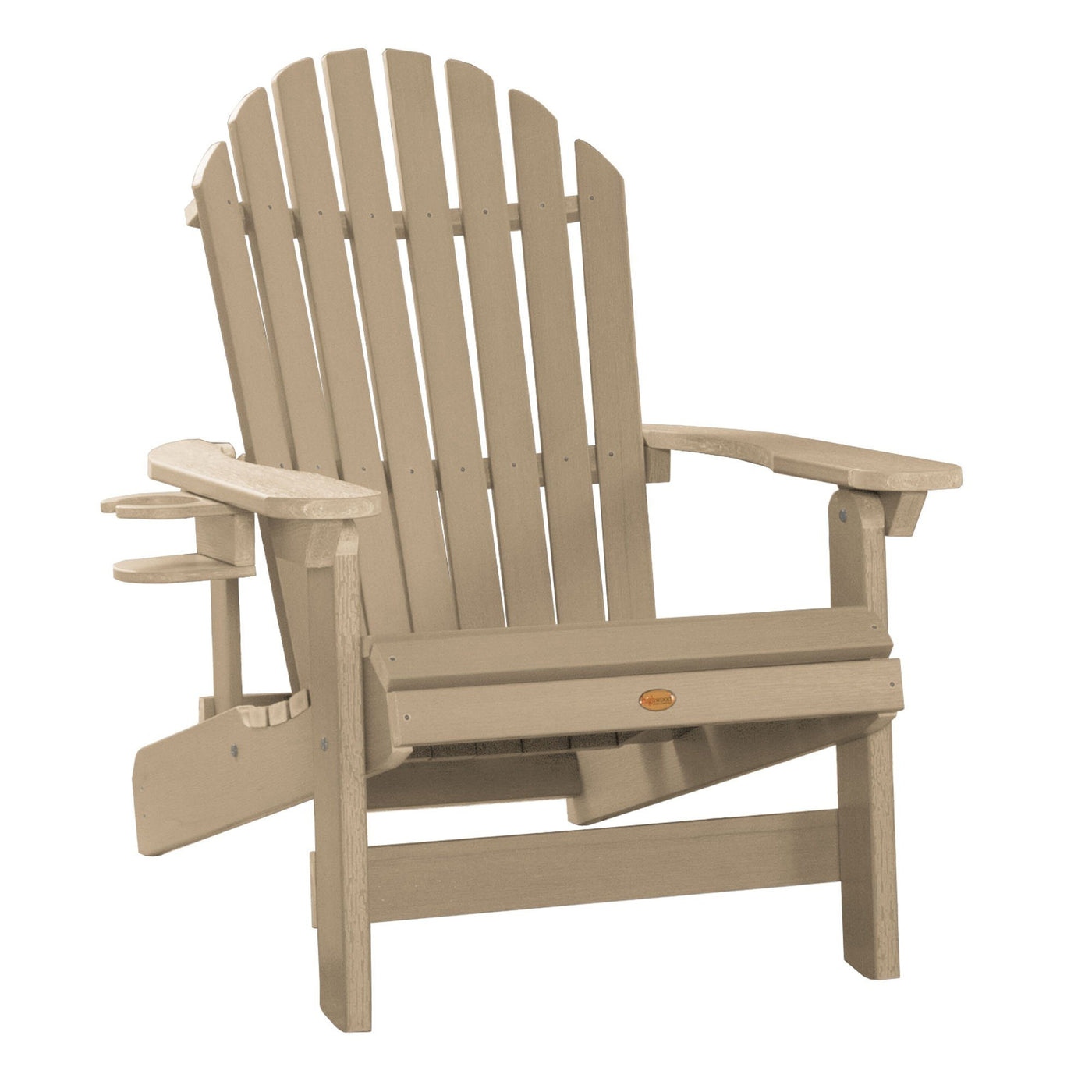 1 King Hamilton Folding and Reclining Adirondack Chair with 1 Easy-add Cup Holder Highwood USA Tuscan Taupe 