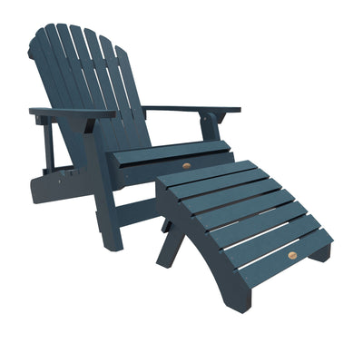 King Hamilton Folding & Reclining Adirondack Chair and Ottoman Highwood USA Nantucket Blue 
