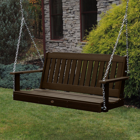 Highwood Lehigh 48 In. 2-Person Black Recyled Plastic Outdoor Glider AD Glbenlh2 Bke