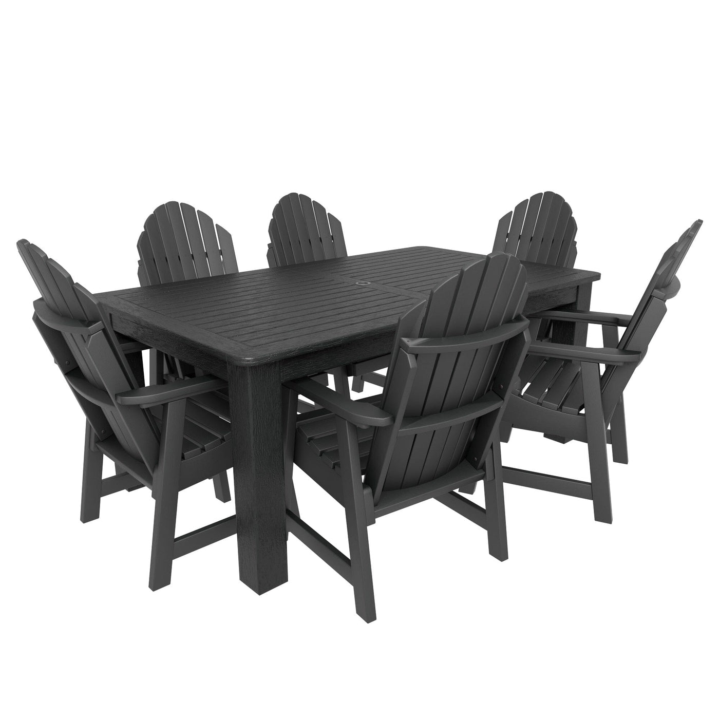 Hamilton 7pc Rectangular Outdoor Dining Set 42in x 72in - Dining Height Dining Highwood USA Black 