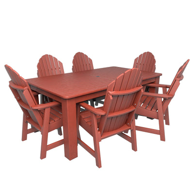 Hamilton 7pc Rectangular Outdoor Dining Set 42in x 72in - Dining Height Dining Highwood USA Rustic Red 