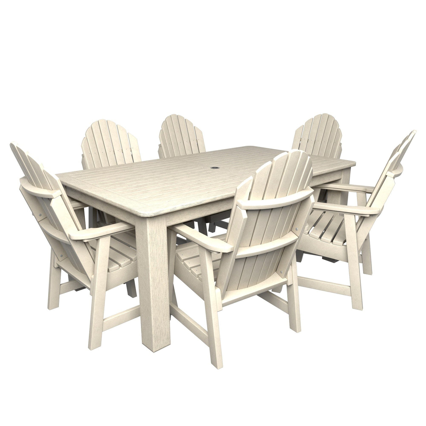 Hamilton 7pc Rectangular Outdoor Dining Set 42in x 72in - Dining Height Dining Highwood USA Whitewash 