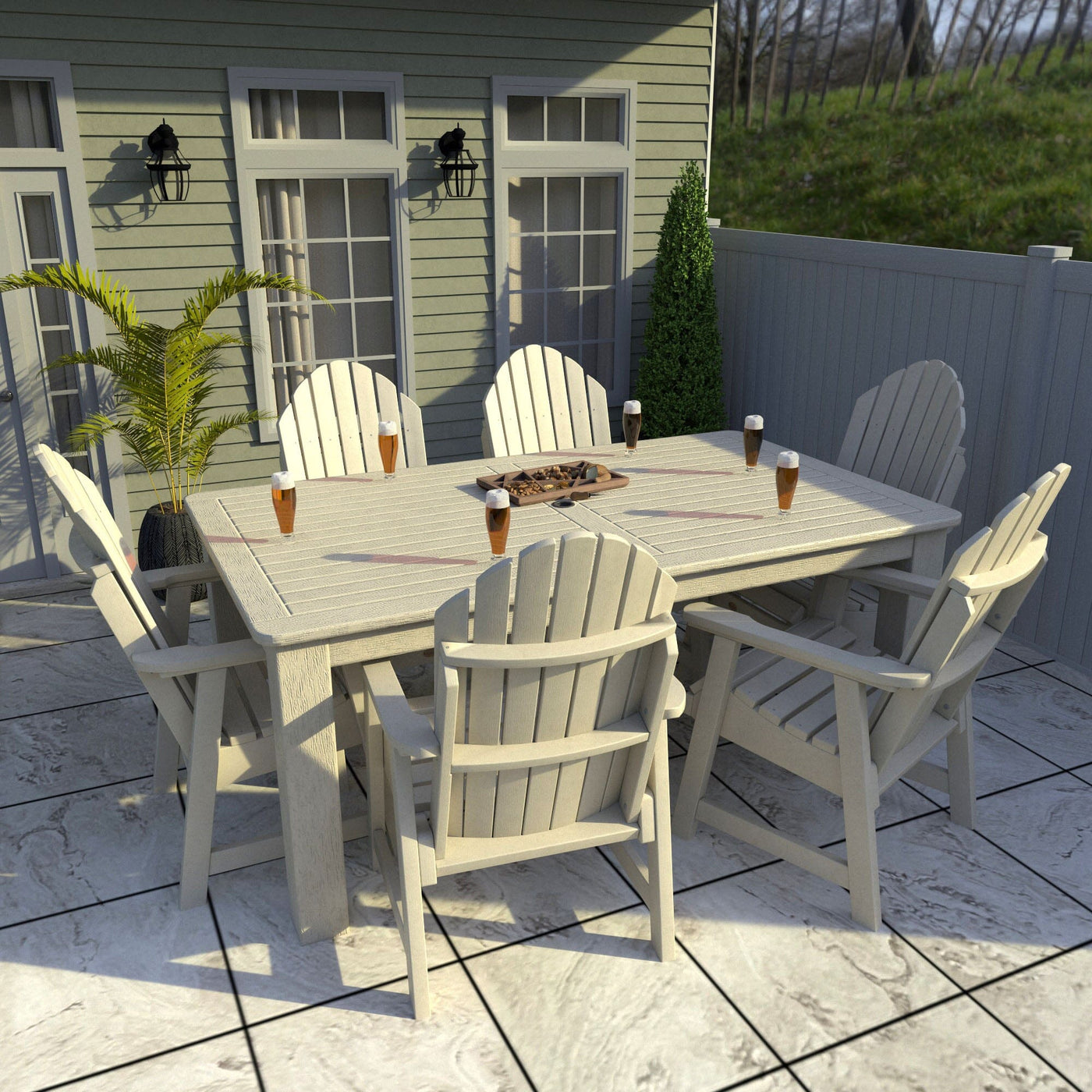 Hamilton 7pc Rectangular Outdoor Dining Set 42in x 72in - Dining Height Dining Highwood USA 