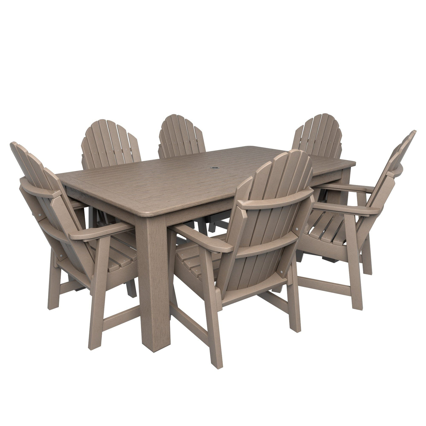 Hamilton 7pc Rectangular Outdoor Dining Set 42in x 72in - Dining Height Dining Highwood USA Woodland Brown 