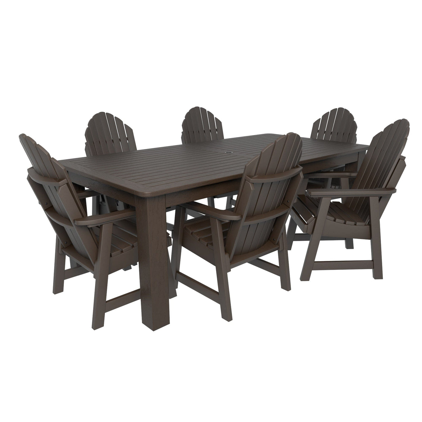 Hamilton 7pc Rectangular Outdoor Dining Set 42in x 84in - Dining Height Dining Highwood USA Weathered Acorn 