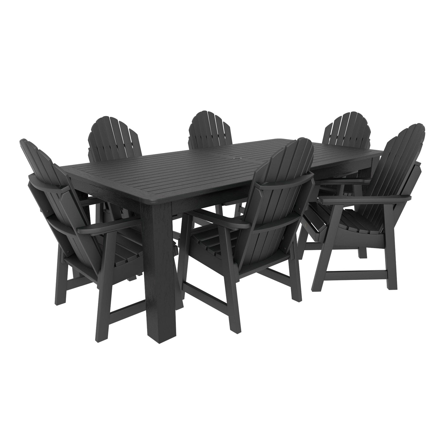 Hamilton 7pc Rectangular Outdoor Dining Set 42in x 84in - Dining Height Dining Highwood USA Black 