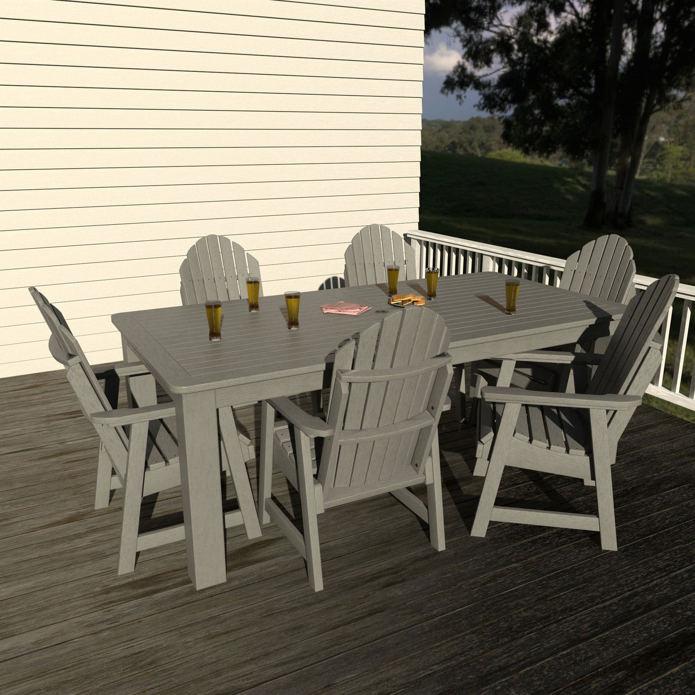 Hamilton 7pc Rectangular Outdoor Dining Set 42in x 84in - Dining Height Dining Highwood USA 