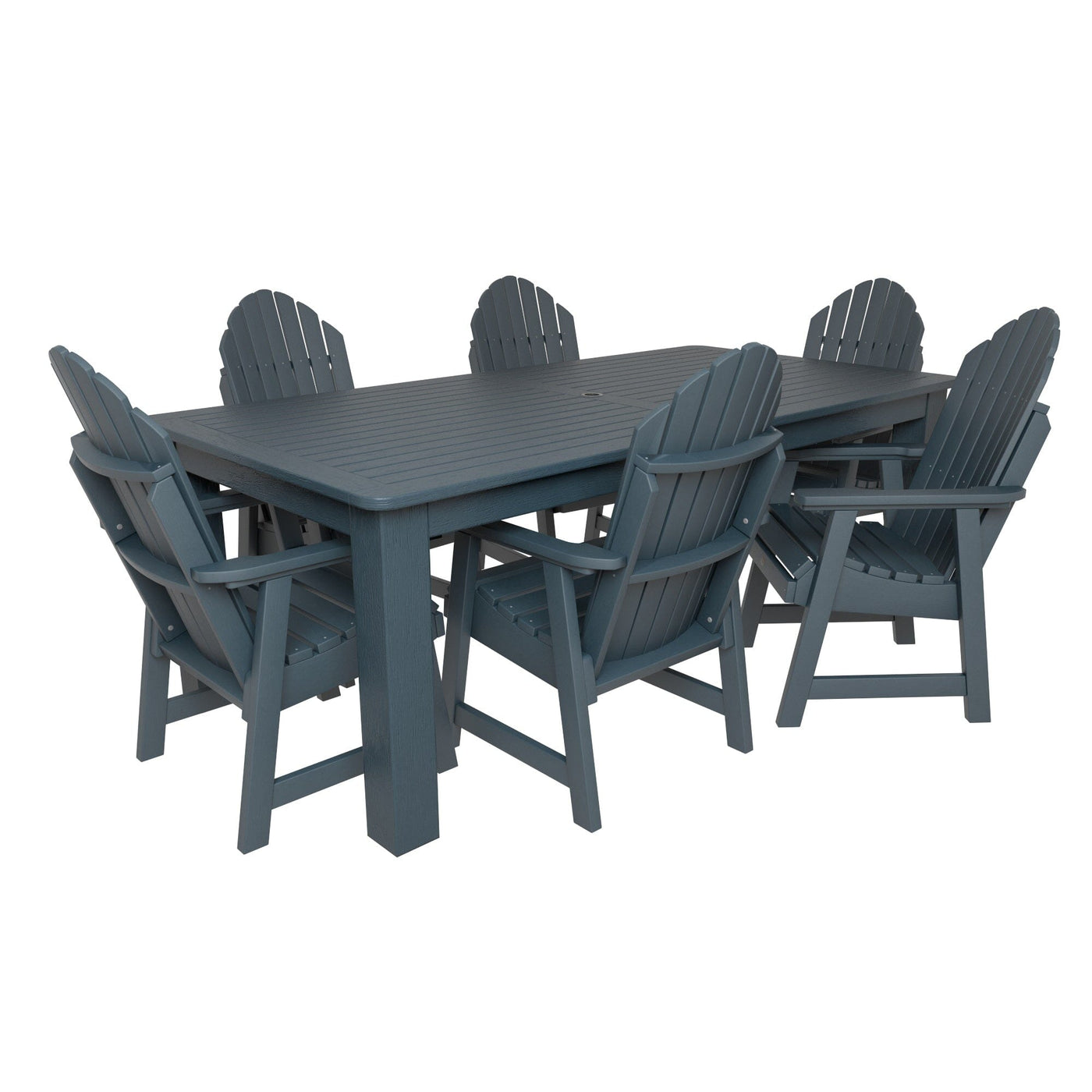 Hamilton 7pc Rectangular Outdoor Dining Set 42in x 84in - Dining Height Dining Highwood USA Nantucket Blue 
