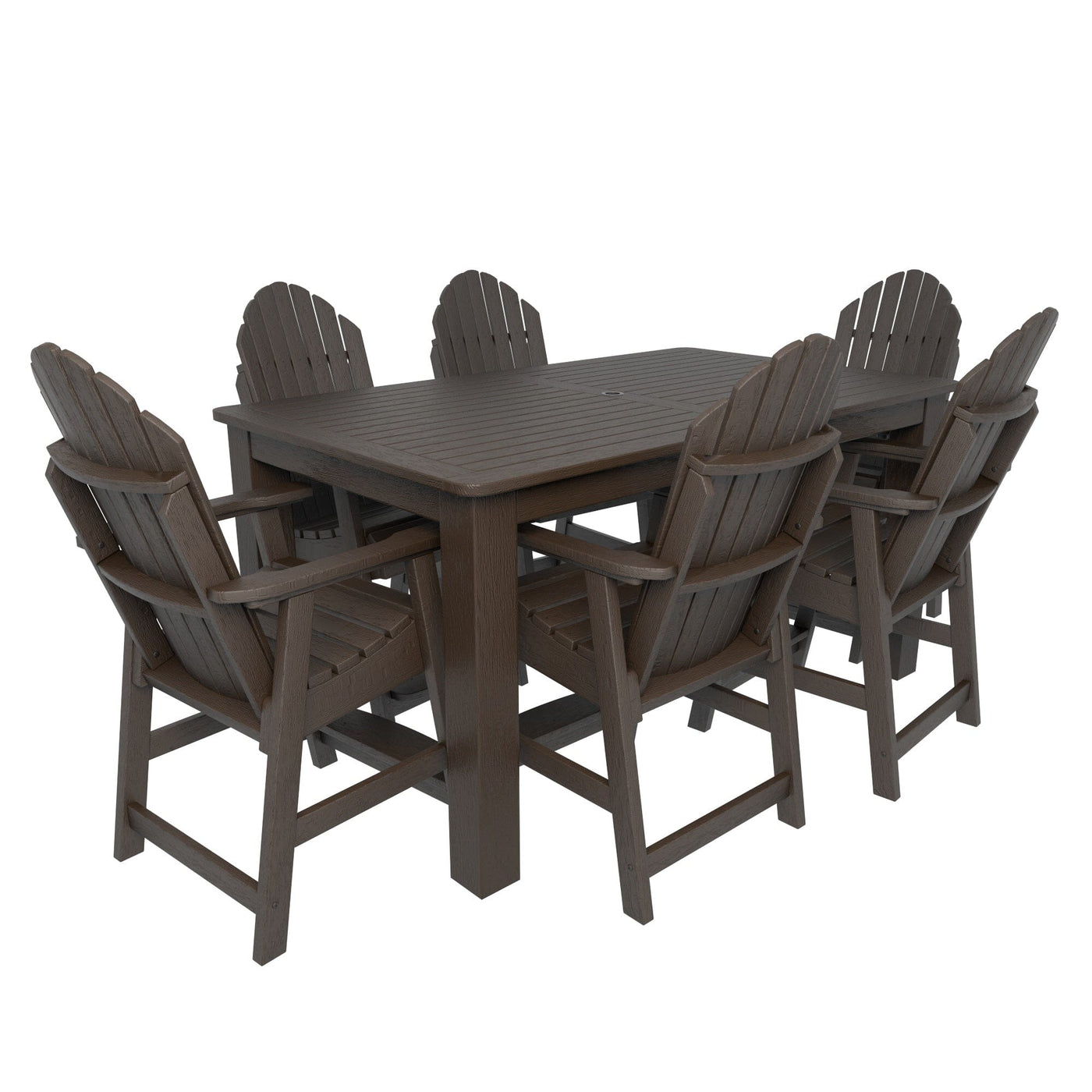 Hamilton 7pc Rectangular Outdoor Dining Set 42in x 72in - Counter Height Dining Highwood USA Weathered Acorn 