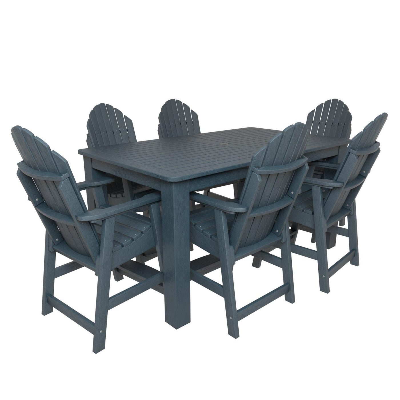 Hamilton 7pc Rectangular Outdoor Dining Set 42in x 72in - Counter Height Dining Highwood USA Nantucket Blue 