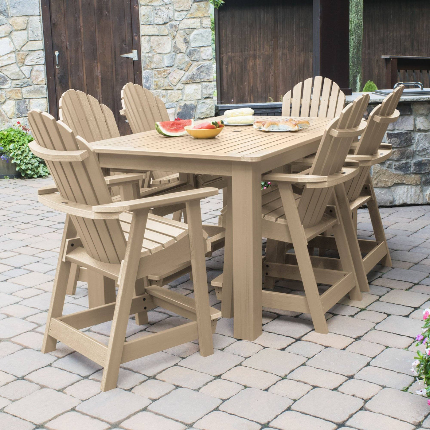 Hamilton 7pc Rectangular Outdoor Dining Set 42in x 72in - Counter Height Dining Highwood USA 