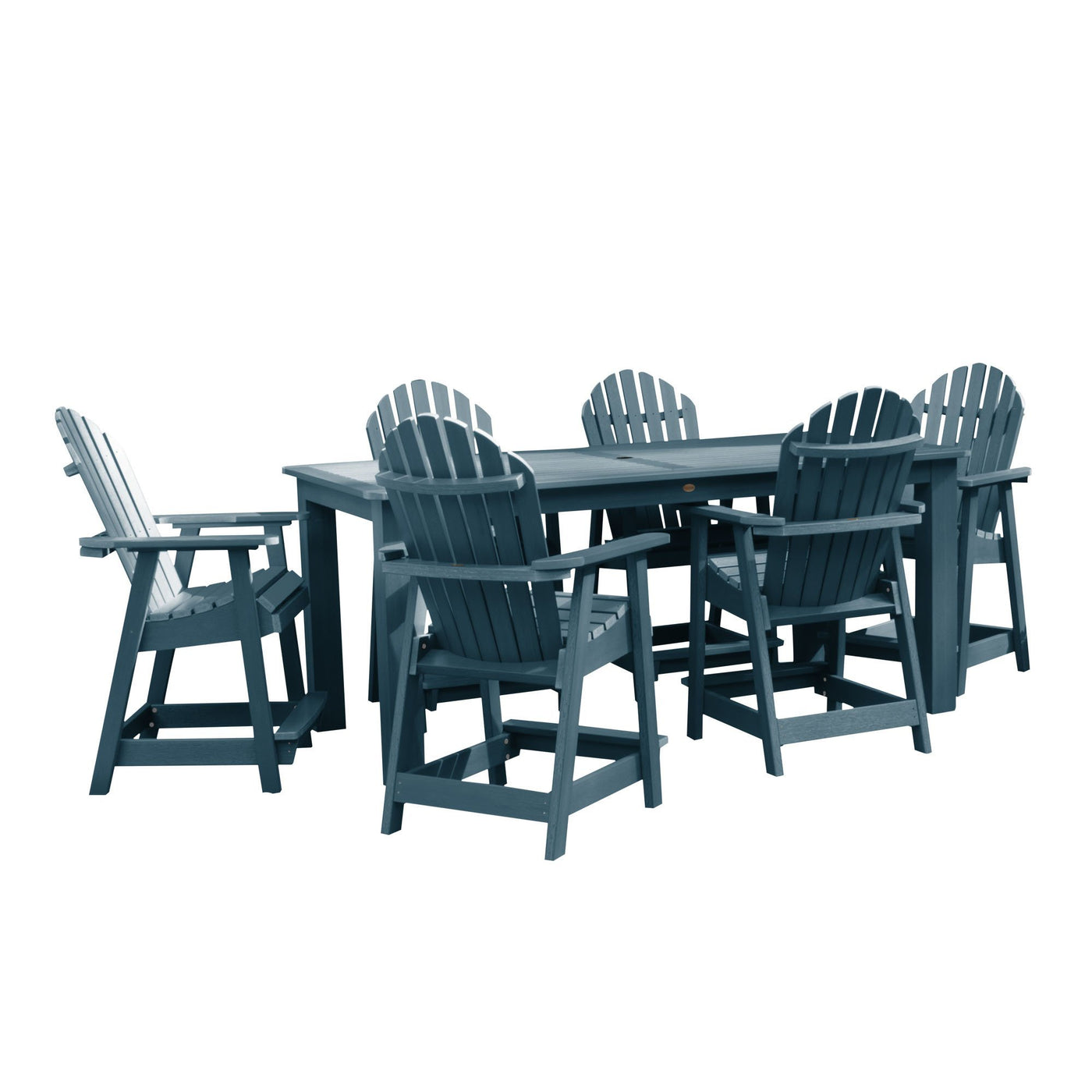 Hamilton 7pc Rectangular Outdoor Dining Set 42in x 84in - Counter Height Dining Highwood USA Nantucket Blue 
