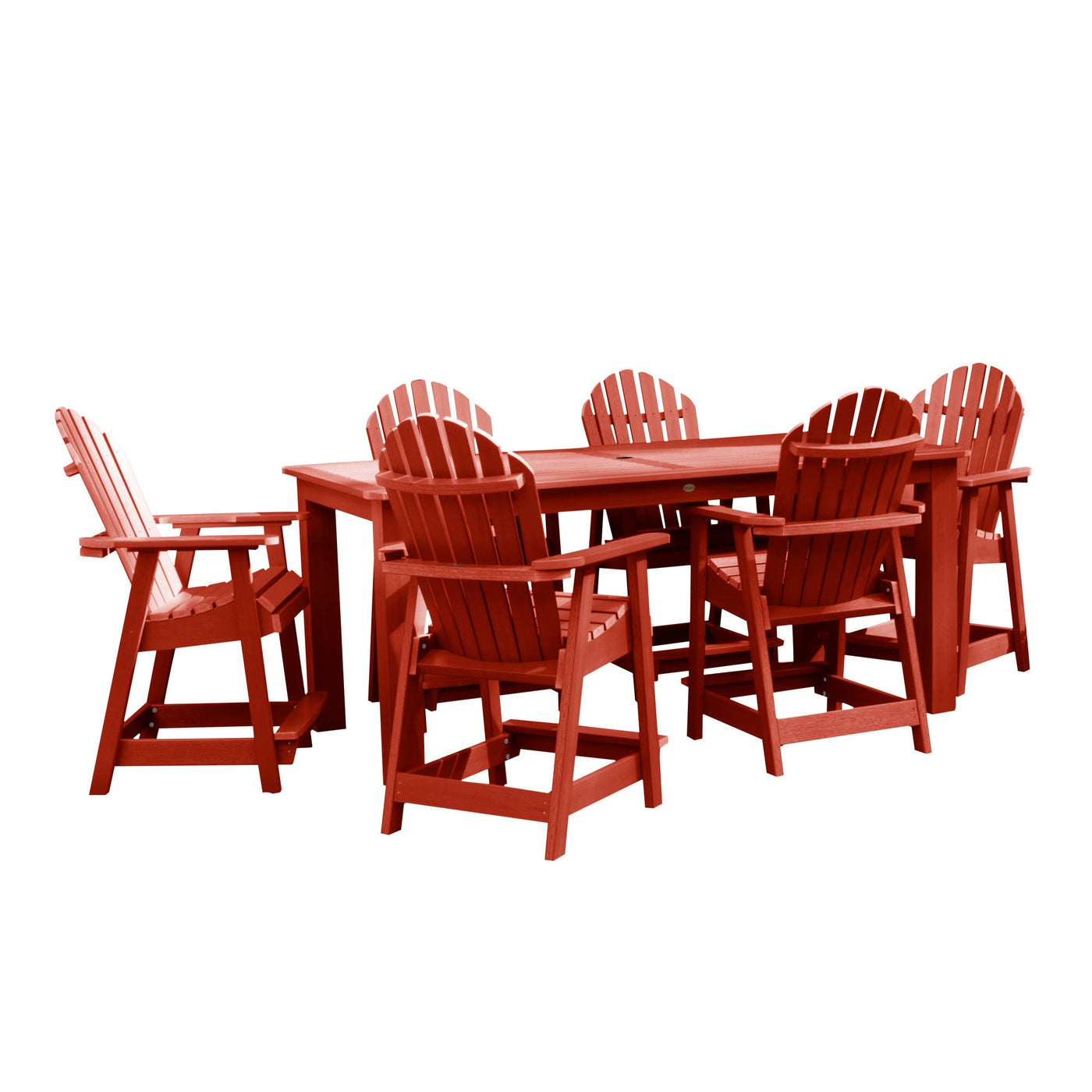Hamilton 7pc Rectangular Outdoor Dining Set 42in x 84in - Counter Height Dining Highwood USA Rustic Red 